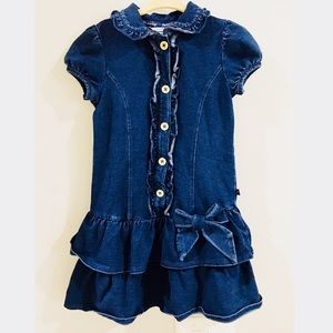 Hartstrings Girls Denim Ruffle Dress Size 4